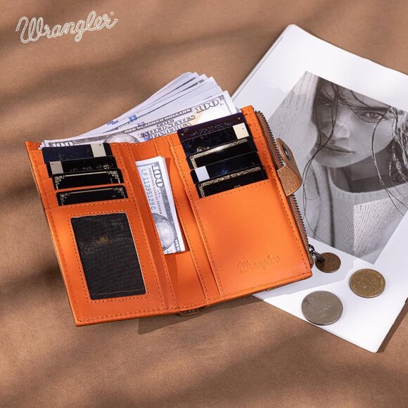 Small Faux Leather Wallet Women Bifold Card & Money Organizer Brown - Picture 4 of 6